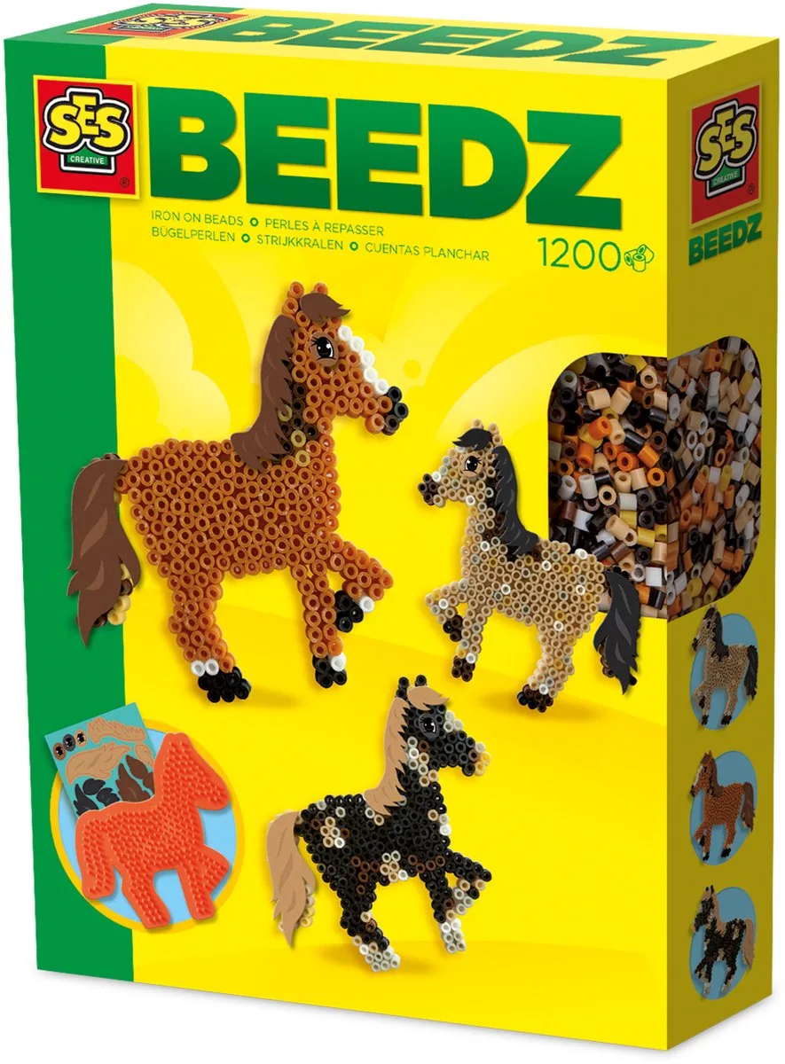 Beedz Strijkkralen Set - Vanaf 5 Jaar - 1200 Stuks - Knutselen - PVC-Vrij - Schoencadeautjes Sinterklaas by SES Creative in Paard – product photo