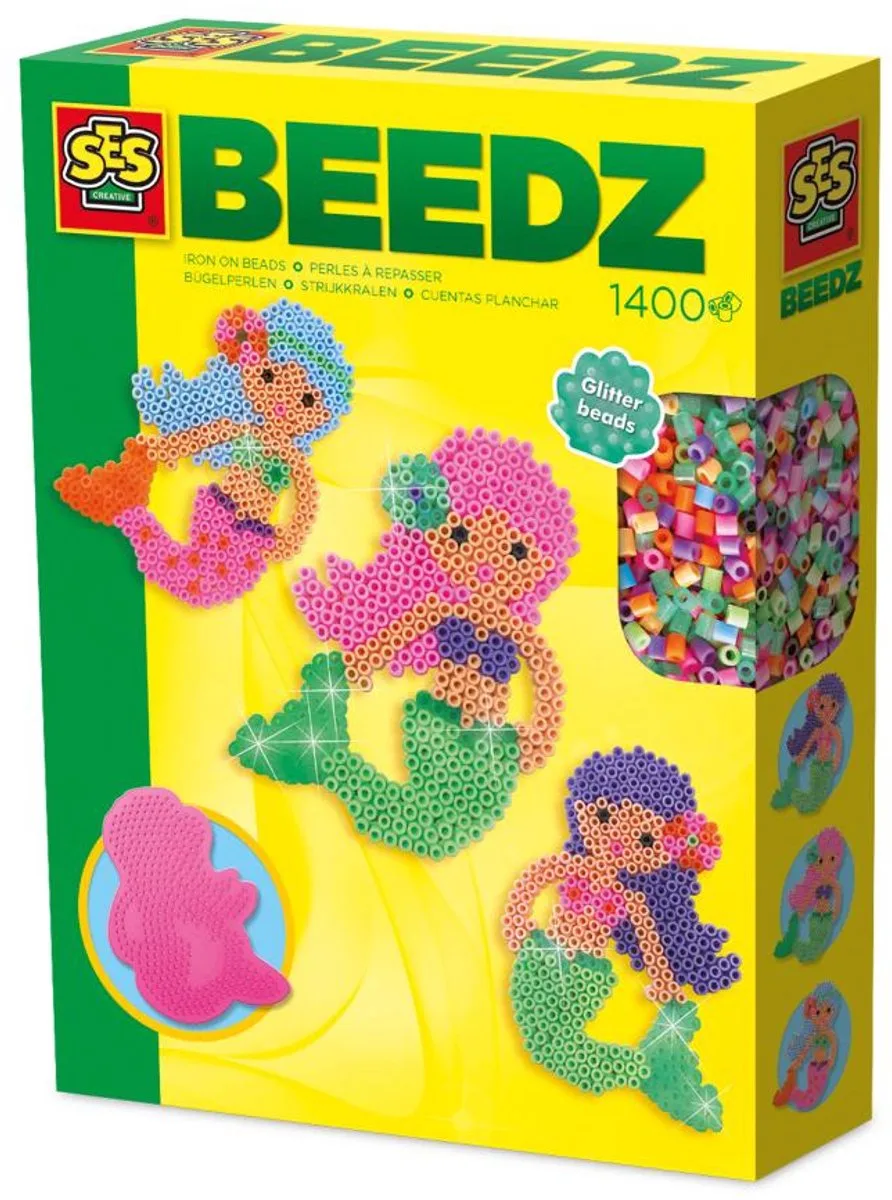 Beedz Strijkkralen Set - Voor Meisjes vanaf 5 Jaar - 1400 Stuks - Knutselen - PVC-Vrij - Schoencadeautjes Sinterklaas van SES Creative in Zeemeermin – productfoto