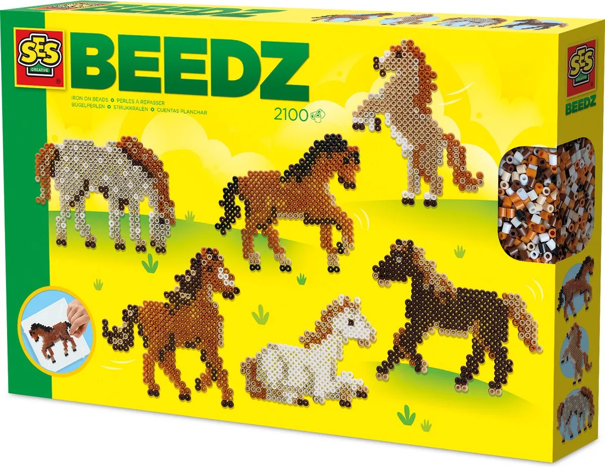 Beedz Strijkkralen Set - Voor Meisjes vanaf 5 Jaar - 2100 Stuks - Knutselen - PVC-Vrij - Schoencadeautjes Sinterklaas van SES Creative in Wilde paarden – productfoto