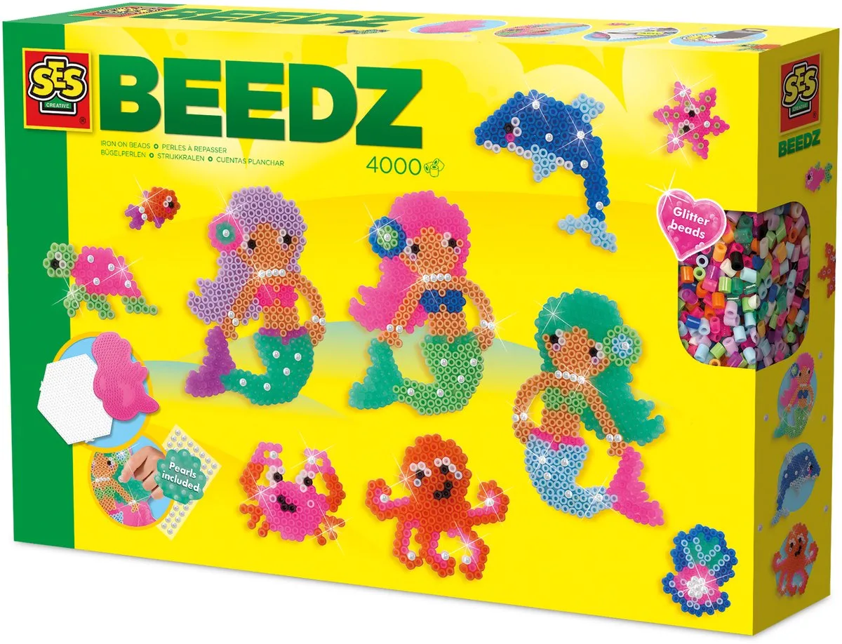Beedz Strijkkralen Set - Zeemeerminnen Oceaan - Vanaf 5 Jaar - 4000 Stuks - Knutselen - PVC-Vrij - Schoencadeautjes Sinterklaas de SES Creative en Multicolore – photo du produit
