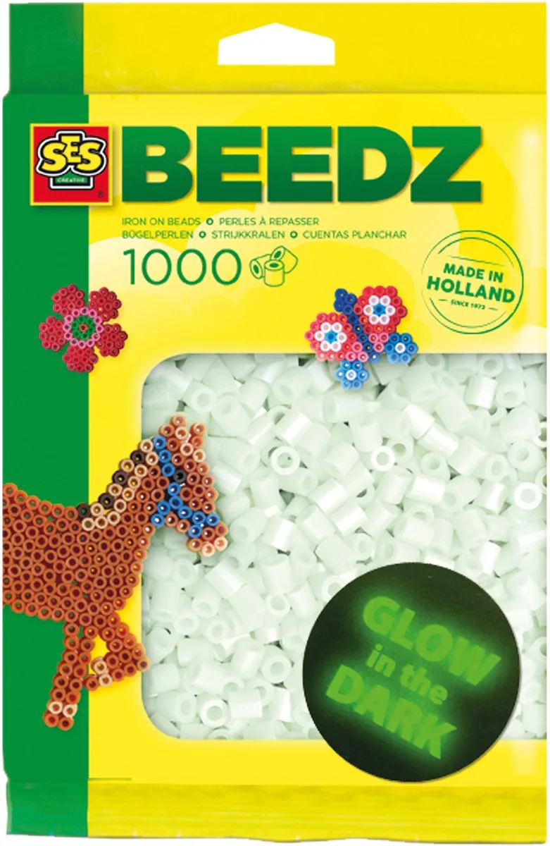 Beedz Strijkkralen - Vanaf 5 Jaar - 1000 Stuks - Knutselen - PVC-Vrij - Schoencadeautjes Sinterklaas fra SES Creative i Glow in the Dark – produktbillede