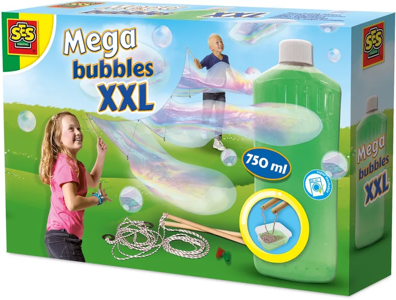 bellenblaas - met handige tool, paperclips en sterk zeepsop voor de leukste grote bellen by SES Creative in Mega bubbles XXL – product photo