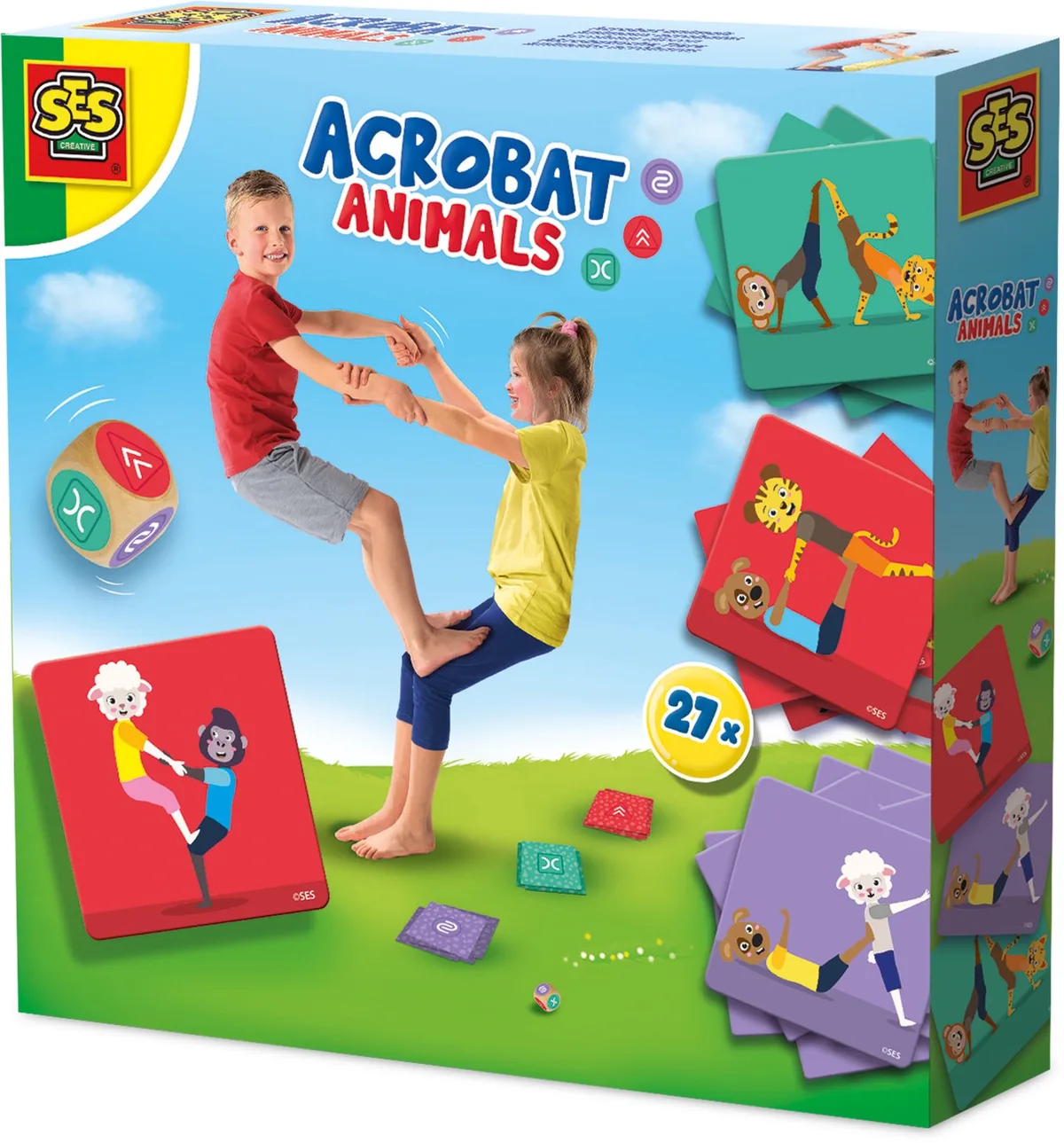 Bewegingsspel met 27 Kaarten - Vanaf 5 Jaar - Schoencadeautjes Sinterklaas de SES Creative en Acrobaat dieren – photo du produit