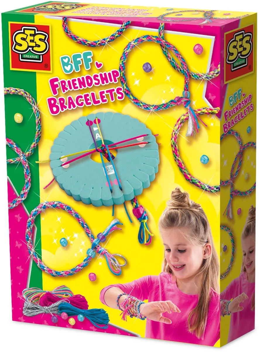 BFF Vriendschapsarmbanden met Knoopwiel - Voor Meisjes vanaf 5 Jaar - Armbandjes Maken - Schoencadeautjes Sinterklaas de SES Creative en Vriendschapsarmbandjes – photo du produit