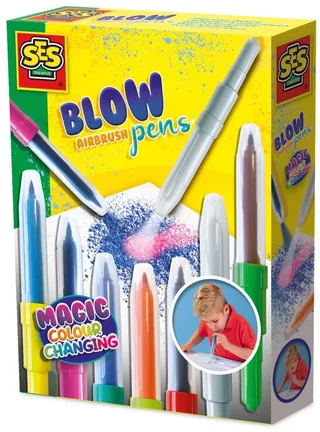 Blow Airbrush Pens - Magisch Kleurveranderend - Vanaf 5 Jaar - 7 Stuks - Blaasstiften - Goed Uitwasbaar - Schoencadeautjes Sinterklaas by SES Creative in Kleurverandering – product photo 1 of 2