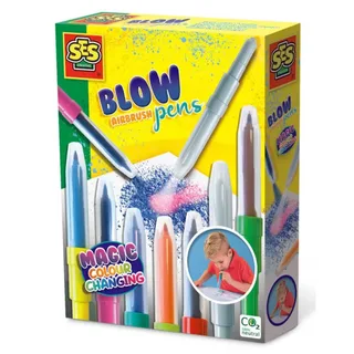 Blow Airbrush Pens - Magisch Kleurveranderend - Vanaf 5 Jaar - 7 Stuks - Blaasstiften - Goed Uitwasbaar - Schoencadeautjes Sinterklaas by SES Creative in Kleurverandering – product photo 2 of 2
