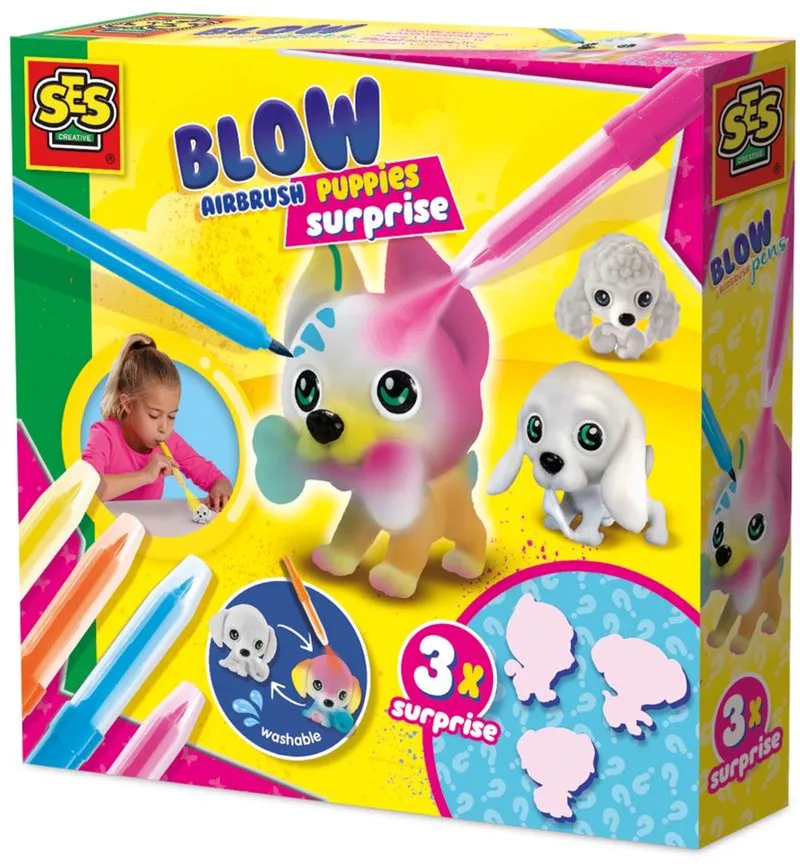 Blow Airbrush Pens - Puppies Surprise - Voor Meisjes vanaf 5 Jaar - 3 - Blaasstiften - Schoencadeautjes Sinterklaas by SES Creative in Puppy's – product photo 1 of 6