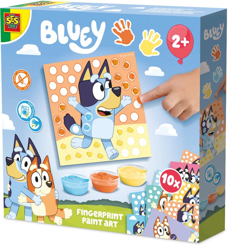 Bluey - Vingerverf - Baby Speelgoed - Vegan & Glutenvrij - Goed Uitwasbaar - Voor Kinderen Vanaf 2 Jaar - 10 Kaarten by SES Creative in Vingerverven – product photo 1 of 4