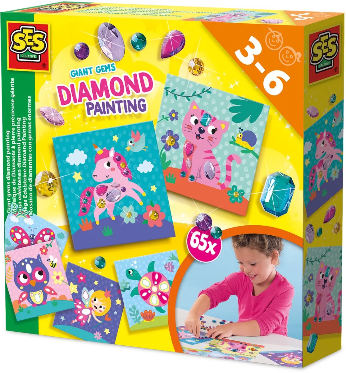Diamond Painting - 65 Diamantstickers - Vanaf 3 Jaar - Schoencadeautjes Sinterklaas från SES Creative i Giga edelstenen – produktbild