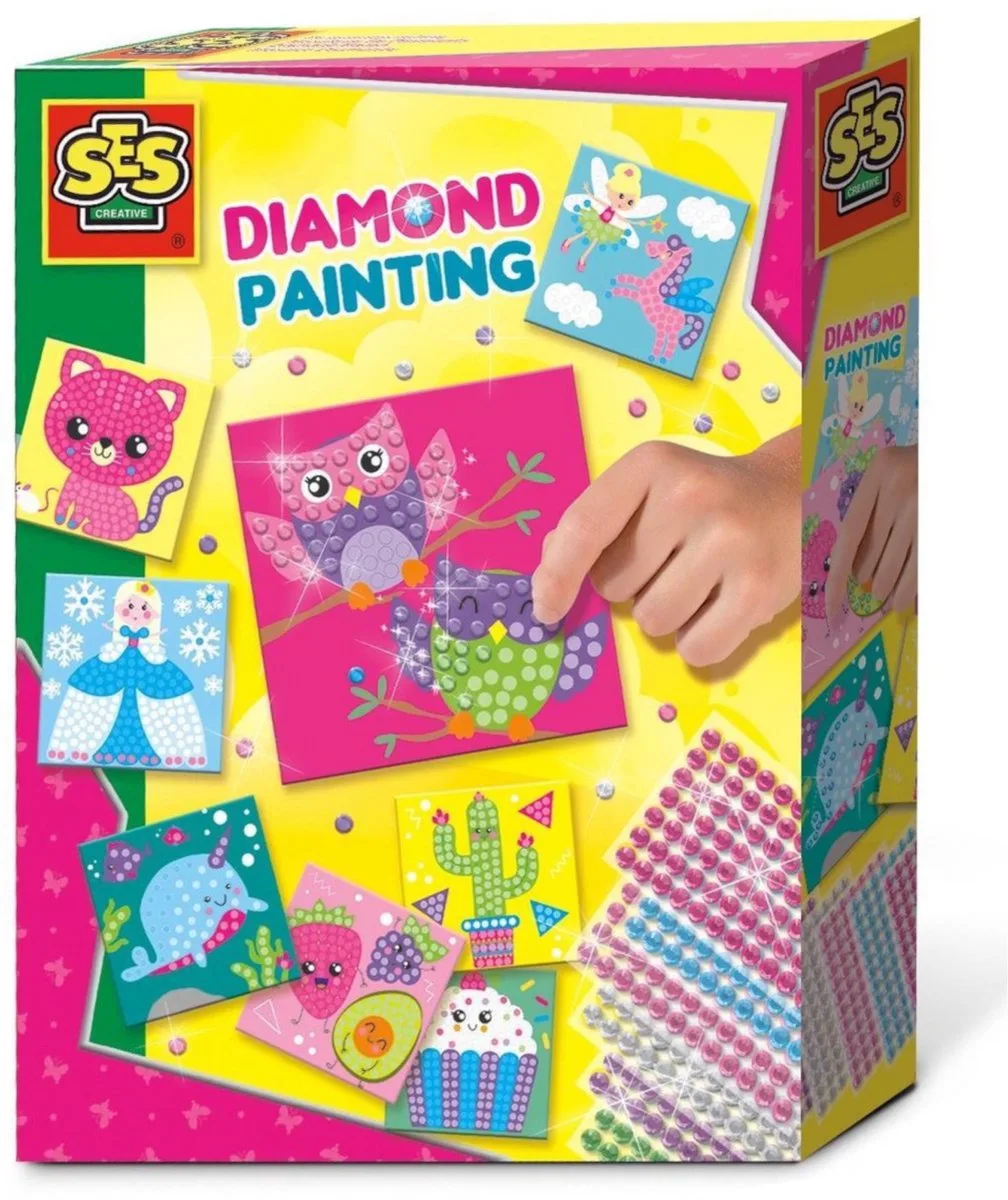 Diamond Painting - 8 Mozaïekkaarten met 1080 Steentjes - Voor Meisjes vanaf 3 Jaar - Schoencadeautjes Sinterklaas von SES Creative in Original – Produktfoto