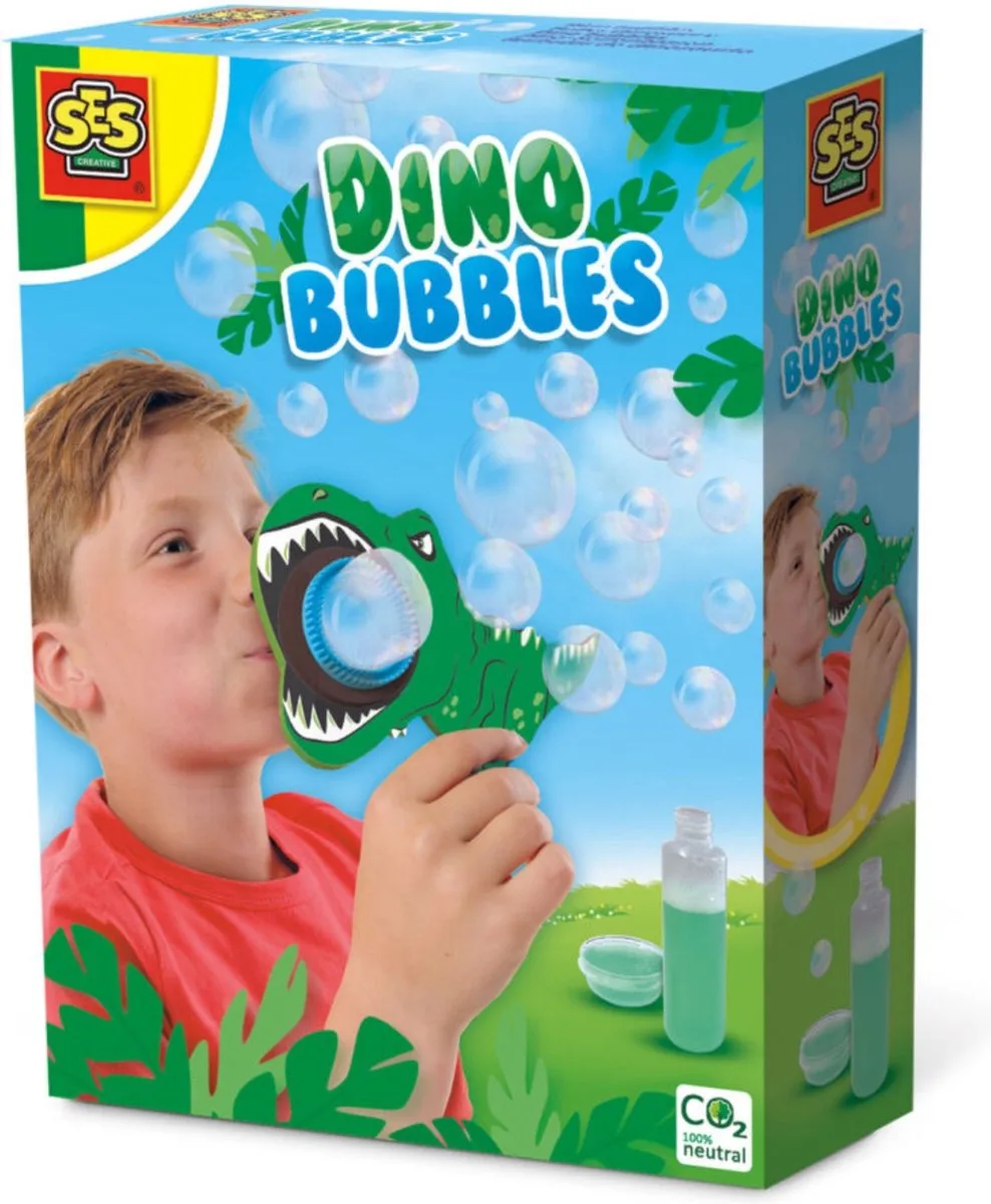 Dino Bubbles - sterk bellenblaassop - gemakkelijk afwasbaar - dino thema - Dinosaurus Speelgoed fra SES Creative i Dino bellenblaas – produktbillede
