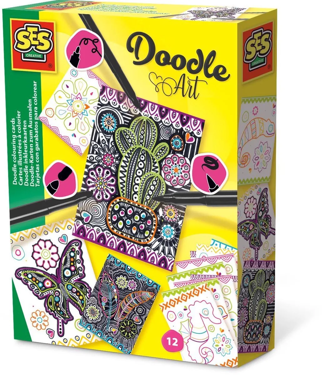 Doodle inkleurkaarten fra SES Creative i Flerfarvet – produktbillede