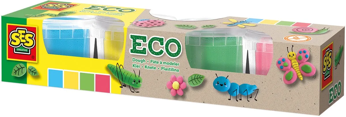Pâte à Modeler Eco 4 Couleurs de SES Creative en Eco Basiskleuren – photo du produit
