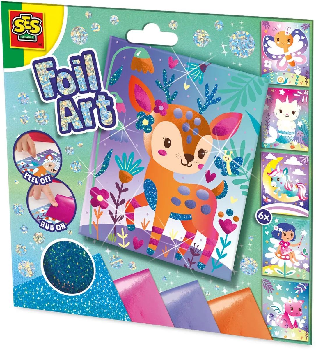 Foil Art - Schemering Sprookjes - Vanaf 5 Jaar - 6 Stickerkaarten - Knutselen - Schoencadeautjes Sinterklaas de SES Creative en Bleu – photo du produit