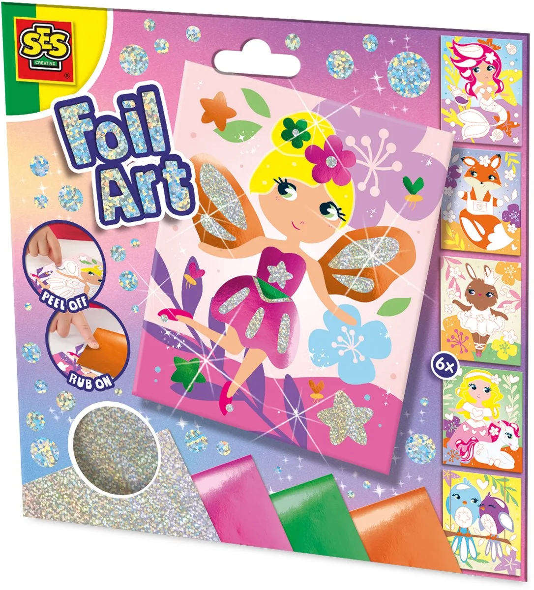 Foil Art - Sprookjeswereld Vriendjes - Vanaf 5 Jaar - 6 Stickerkaarten - Knutselen - Schoencadeautjes Sinterklaas de SES Creative en Rose – photo du produit