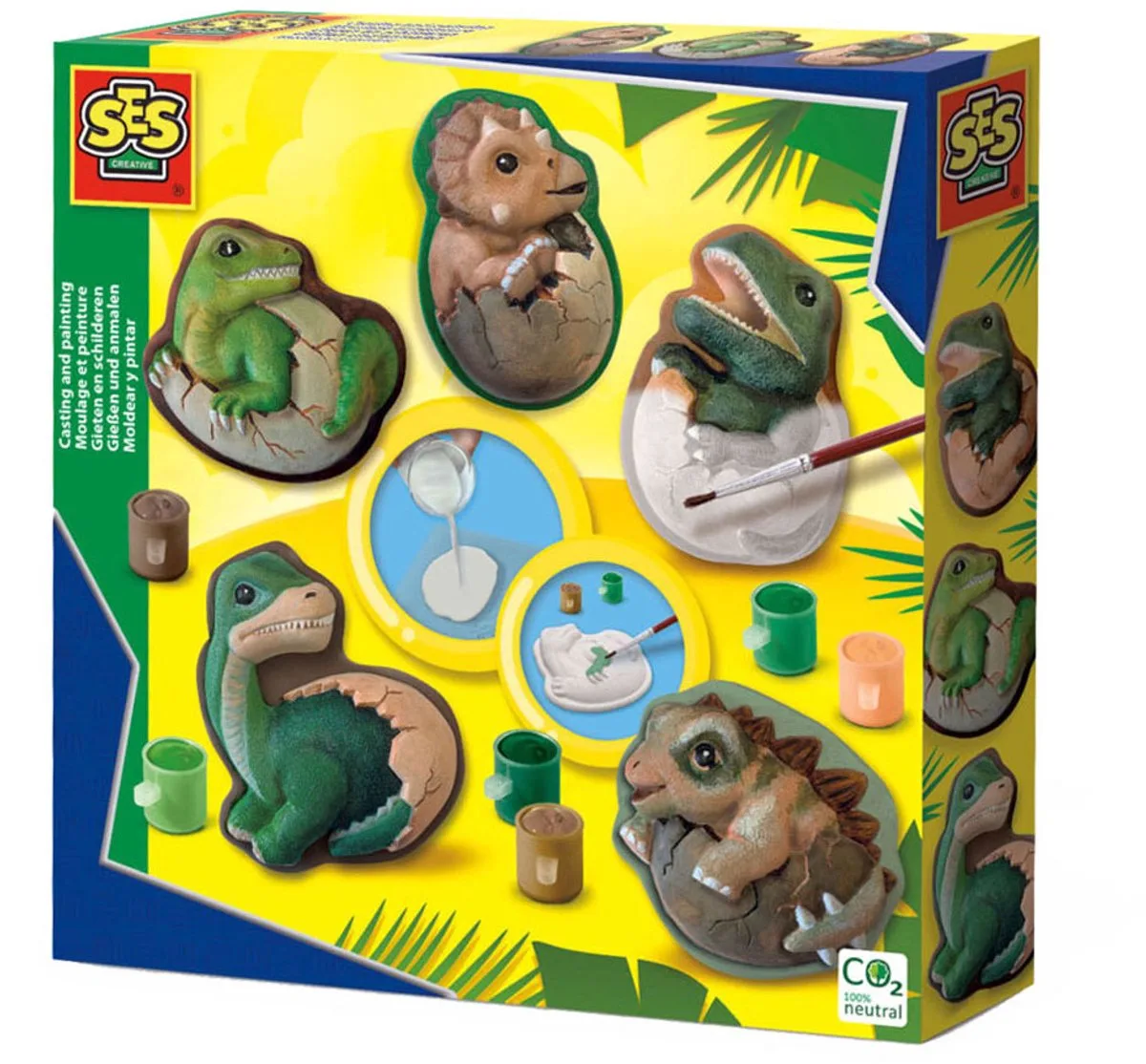 Gieten en Schilderen Set - met 300 g Modelgips - Voor Jongens vanaf 5 Jaar - Knutselen - Schoencadeautjes Sinterklaas von SES Creative in Dino eieren – Produktfoto