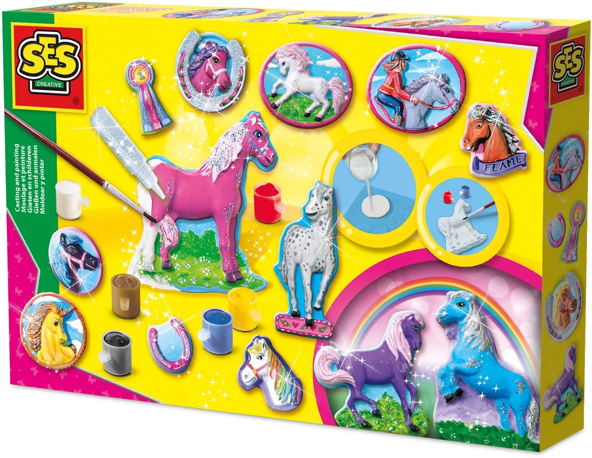 Gieten en Schilderen Set - met Glitter - Voor Meisjes vanaf 5 Jaar - Knutselen - Schoencadeautjes Sinterklaas von SES Creative in Fantasiepaarden – Produktfoto