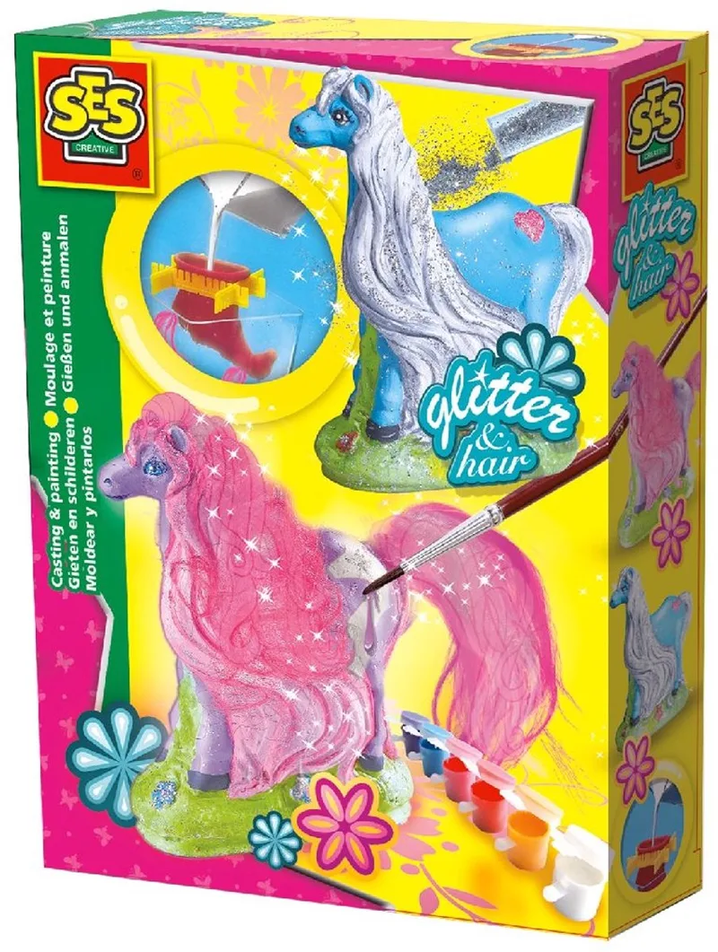 Gieten en Schilderen Set - met Manen 3D - Voor Meisjes vanaf 5 Jaar - Knutselen - Schoencadeautjes Sinterklaas by SES Creative in Paard – product photo