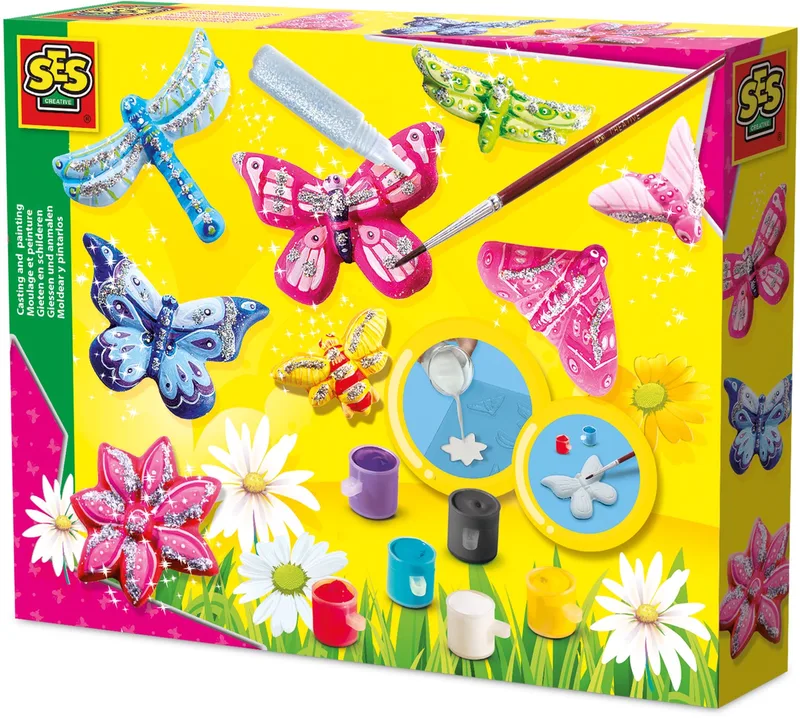 Gieten en Schilderen Set - Vlinders en Glitter - Voor Meisjes vanaf 5 Jaar - Knutselen - Schoencadeautjes Sinterklaas från SES Creative i Vlinder en glitter – produktbild 1 av 3