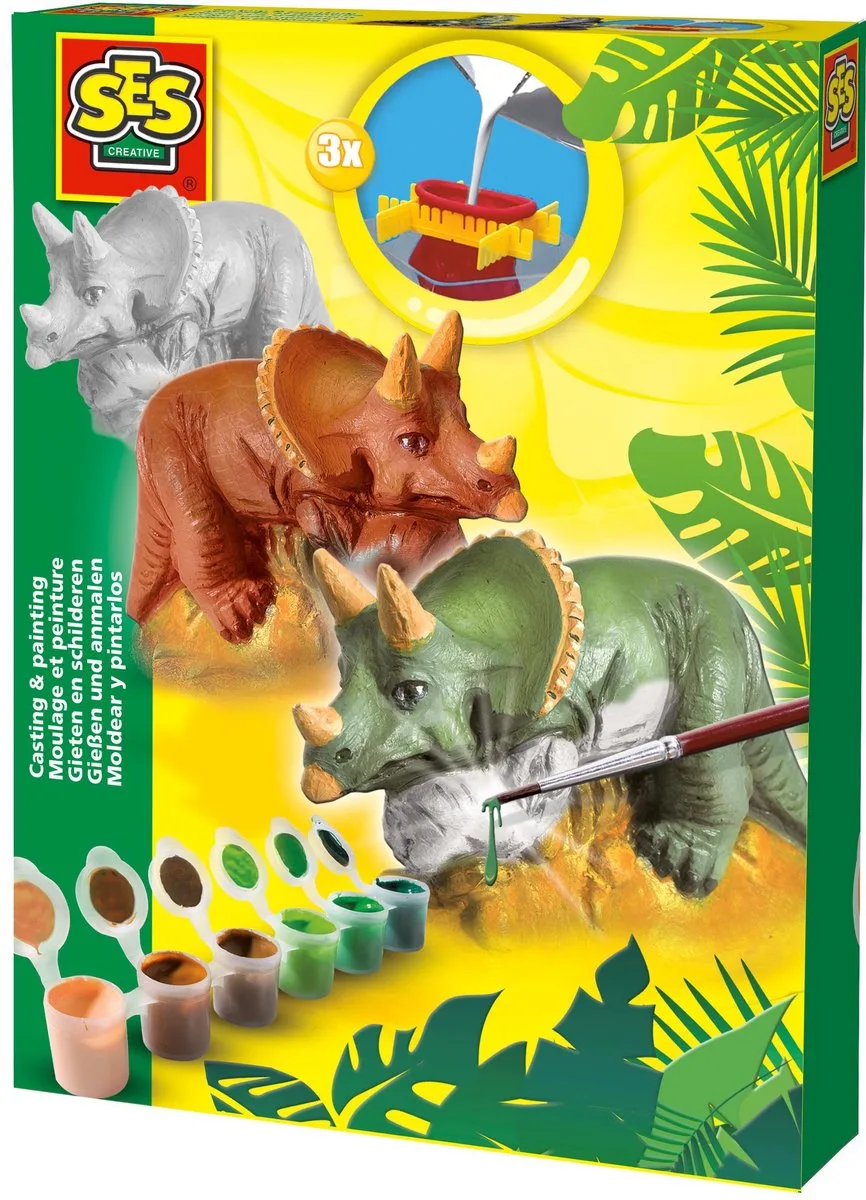 Gips gieten Dino Triceratops från SES Creative i Flerfärgad – produktbild
