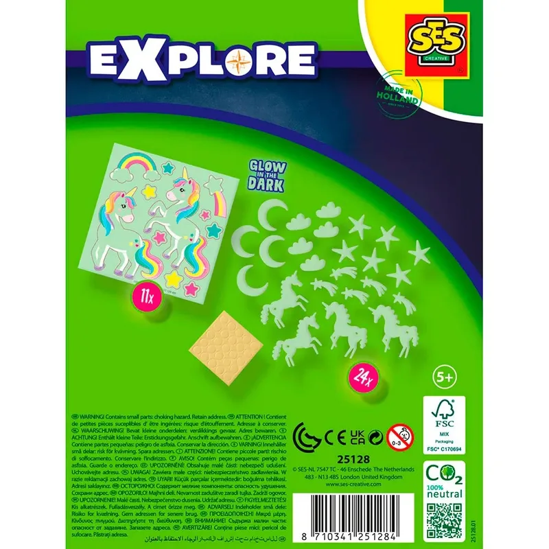 Glow in the Dark Muurdecoratie - Vanaf 5 Jaar - 24 Stuks - Muurstickers Kinderkamer - Schoencadeautjes Sinterklaas från SES Creative i Glowing unicorns – produktbild 2 av 3