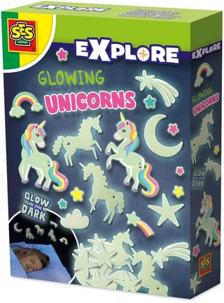 Glow in the Dark Muurdecoratie - Vanaf 5 Jaar - 24 Stuks - Muurstickers Kinderkamer - Schoencadeautjes Sinterklaas från SES Creative i Glowing unicorns – produktbild 1 av 3