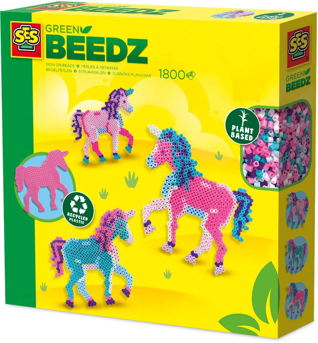 Green Beedz - Unicorn - Strijkkralen - 1800 Stuks - Gerecycled Materiaal - Duurzaam - Vanaf 5 Jaar fra SES Creative i Green Beedz unicorn – produktbillede
