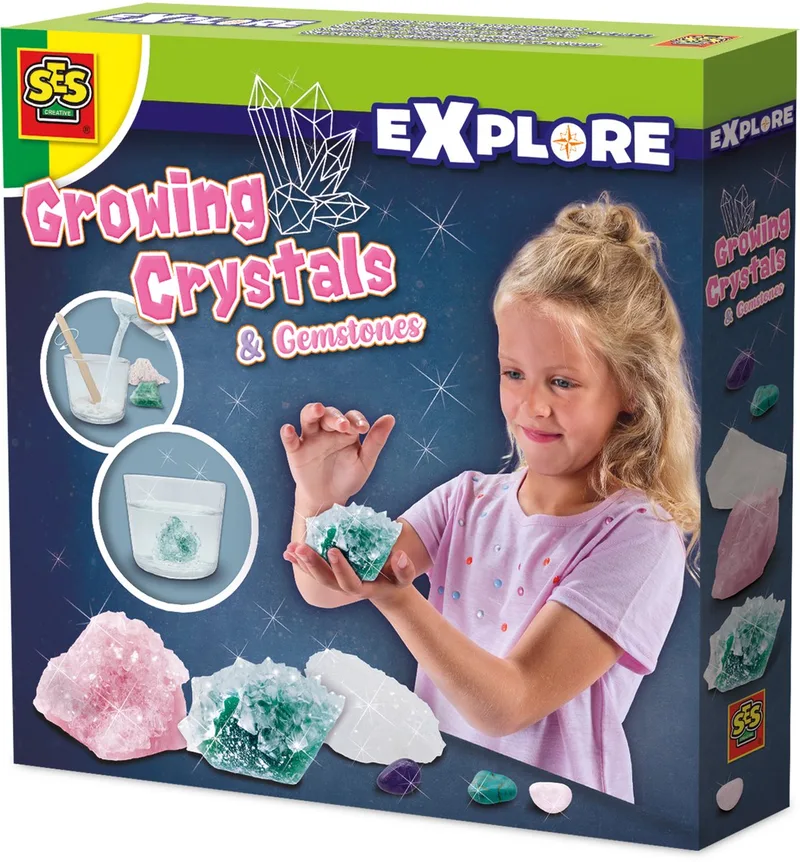 Groeiende Kristallen met Aluin en Roerstokjes - 3 Stenen - Vanaf 8 Jaar - Kristallen Kweken - Schoencadeautjes Sinterklaas från SES Creative i Kristallen en edelstenen – produktbild