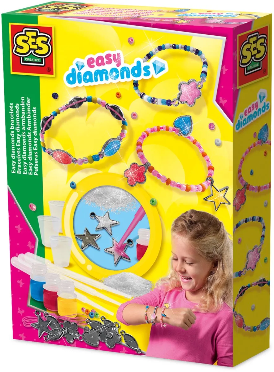 Hobby Pink - Knutselen Meisjes - Armbandjes maken - Vanaf 6 jaar de SES Creative en Easy diamonds armbanden – photo du produit