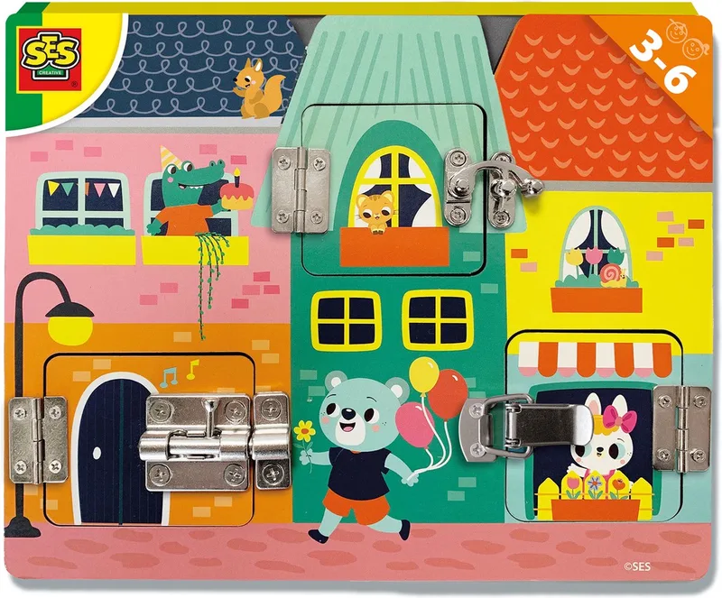 Ik leer - bord - houten bord met vrolijke illustraties - spelenderwijs leren - stimuleert de fijne motoriek från SES Creative i Sloten – produktbild