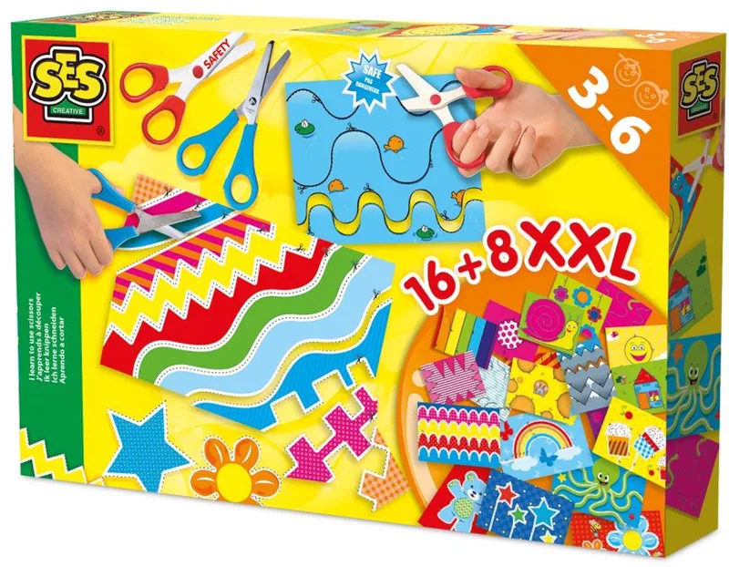 Ik Leer Knippen – Montessori Speelgoed – Veilige Schaar & Metalen Schaar – 24 Knipvellen – Creatief Knutselplezier Vanaf 3 Jaar fra SES Creative i Xxl – produktbillede