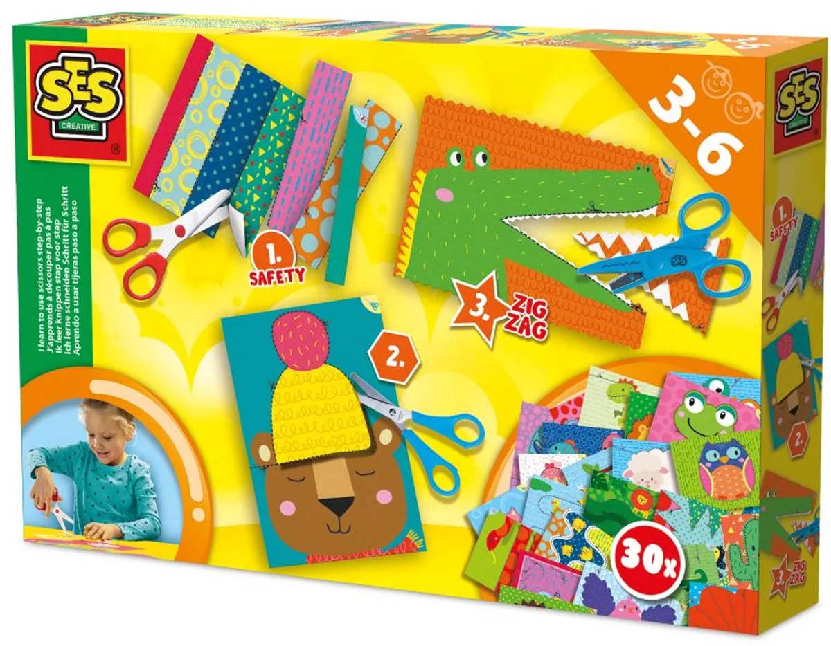 Ik Leer Knippen Stap voor Stap - 30 Knipvellen - Vanaf 3 Jaar - Kinderschaar - Schoencadeautjes Sinterklaas by SES Creative in Original – product photo