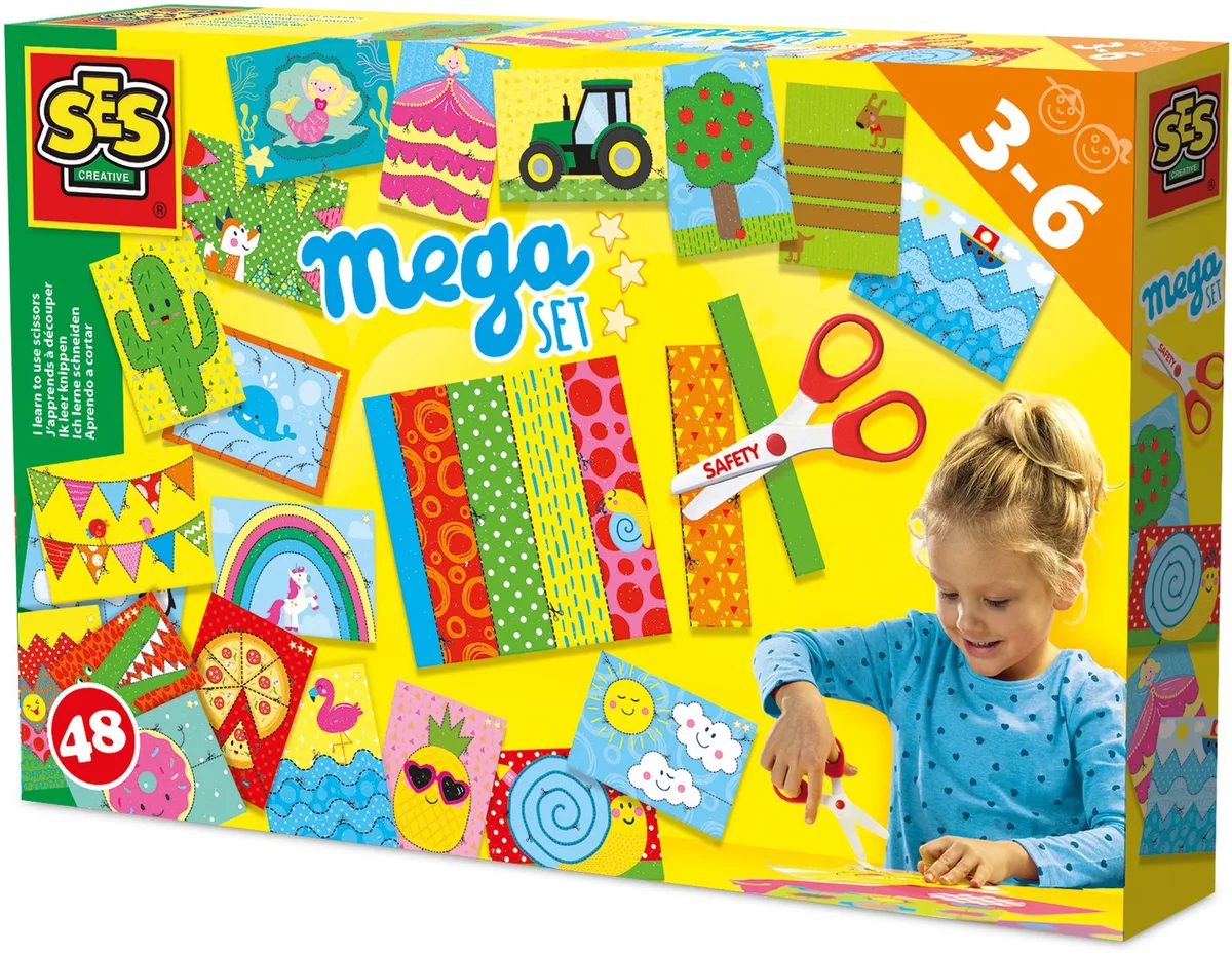 Ik Leer Knippen - Vanaf 3 Jaar - 48 Vellen met Kinderschaar - Schoencadeautjes Sinterklaas van SES Creative in Mega set – productfoto