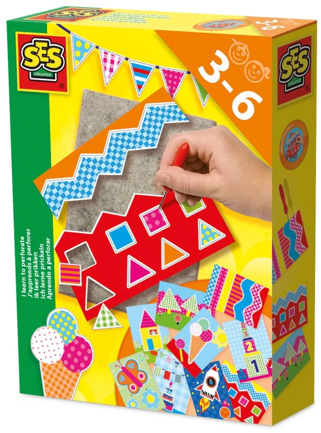 Ik Leer met Prikpen en Prikmat - 9 Kaarten - Vanaf 3 Jaar - Schoencadeautjes Sinterklaas von SES Creative in Prikken – Produktfoto