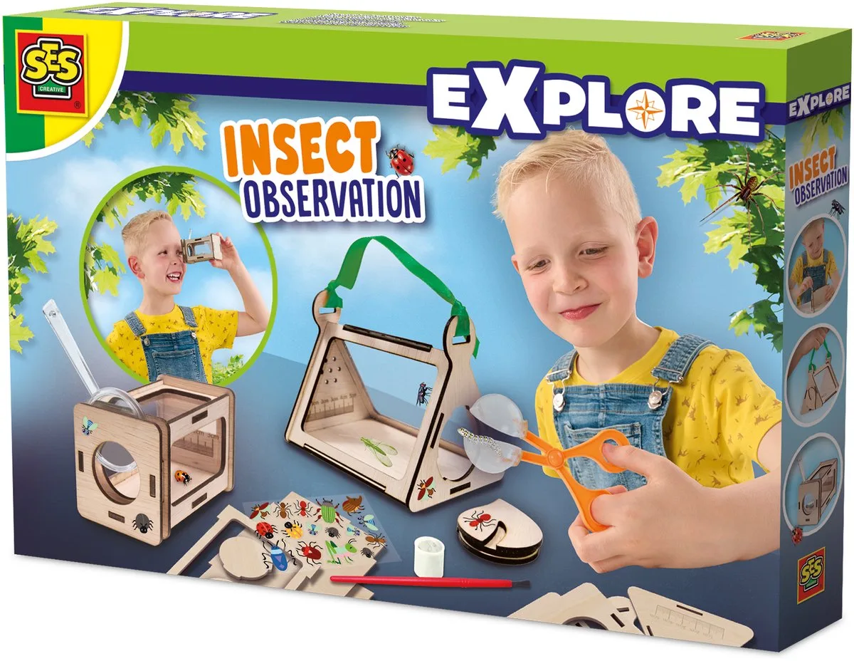 Insecten Observatie - Set met Vergrootglas, Tang en Boxen - Vanaf 5 Jaar - Buitenspeelgoed - Schoencadeautjes Sinterklaas von SES Creative in Hout – Produktfoto