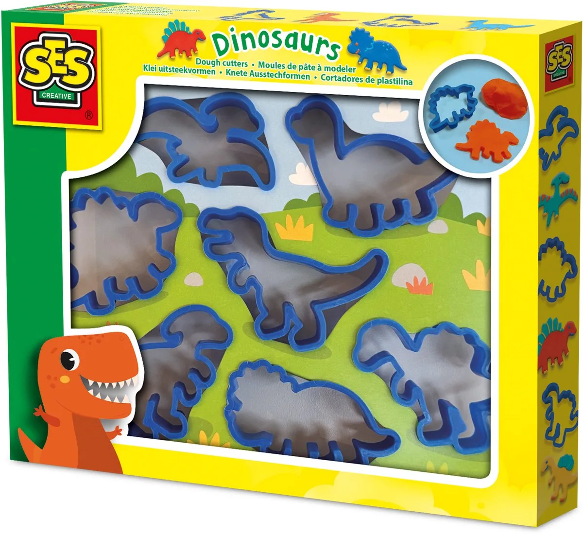 Klei Accessoires - Uitsteekvormen - Vanaf 2 Jaar - 7 Stuks - Boetseerklei - Motorische Ontwikkeling - Schoencadeautjes Sinterklaas van SES Creative in Dino's – productfoto