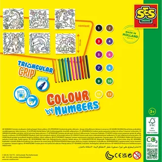 Kleuren op Nummer met 12 Driehoek Grip Stiften - Vanaf 3 Jaar - Tekenen - Goed Uitwasbaar - Schoencadeautjes Sinterklaas från SES Creative i Kleuren op nummer stiften – produktbild 5 av 5