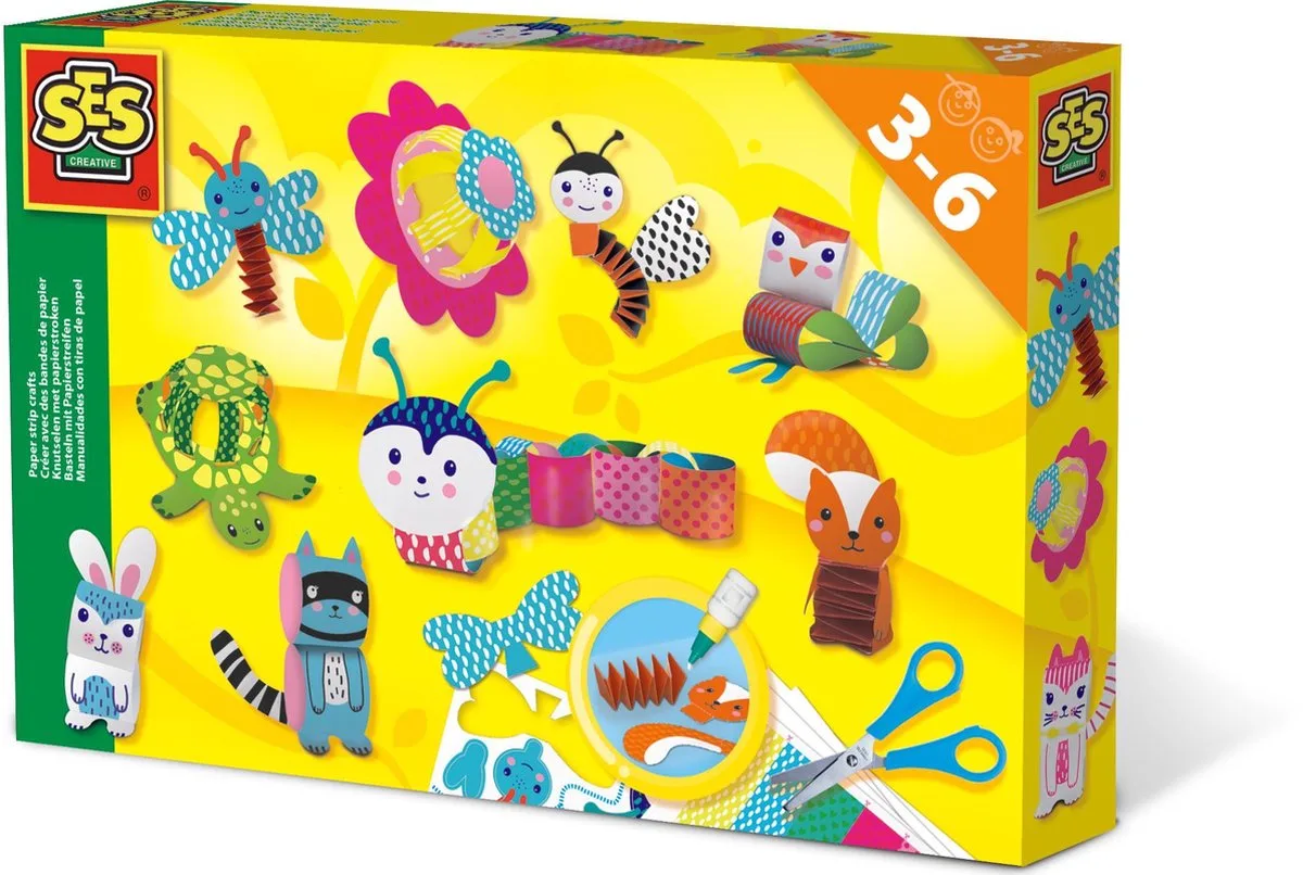 Knutselen met papierstroken - met knipvellen, bedrukte vormen, lijm en schaar - maak tot wel 11 figuren by SES Creative in Knutselset papierstroken – product photo