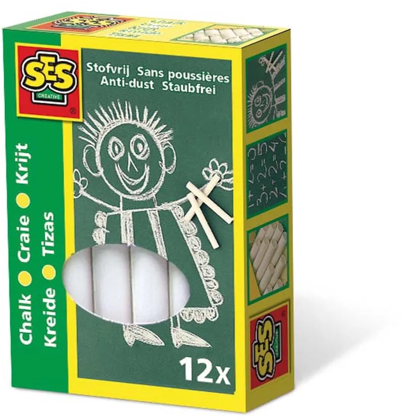 Krijt 12 stuks - stofvrij - makkelijk uitwasbaar - schoolkrijt by SES Creative in White – product photo