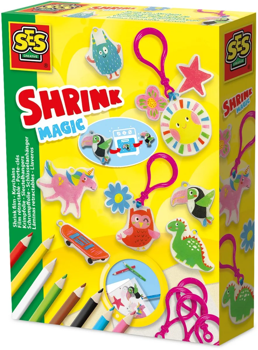 Krimpfolie met Kleurpotloden - 6 Stuks - Vanaf 5 Jaar - Knutselen - Schoencadeautjes Sinterklaas van SES Creative in Sleutelhangers – productfoto