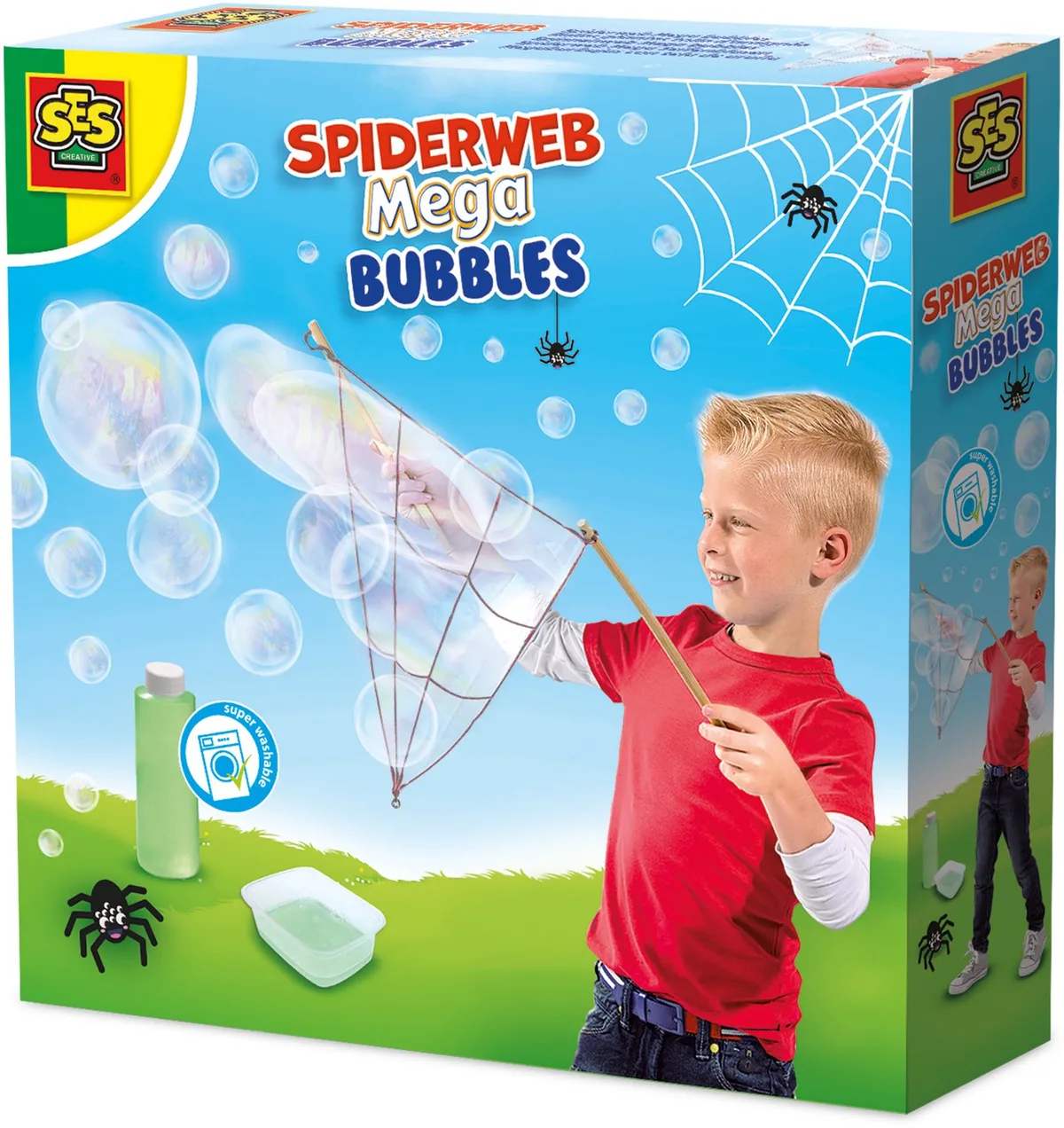 Mega Bubbles Bellenblaas - Spinnenweb van Hout - Vanaf 5 Jaar - 200 ml - Goed Uitwasbaar - Schoencadeautjes Sinterklaas de SES Creative en Spinnenweb mega bubbles – photo du produit