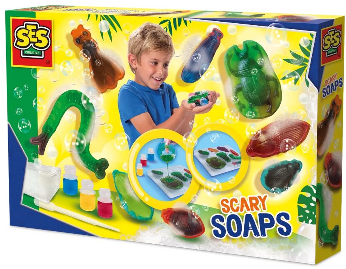 met Gietvorm en Kleurstoffen - Voor Jongens vanaf 7 Jaar - Experimenteerset - Zeep Maken - Schoencadeautjes Sinterklaas von SES Creative in Enge zeepjes gieten – Produktfoto