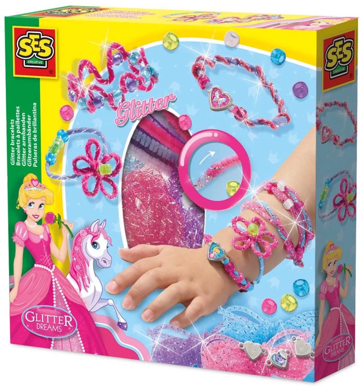 met Glitter Gaasdraad en Chenilledraad - Voor Meisjes vanaf 4 Jaar - Armbandjes Maken - Schoencadeautjes Sinterklaas von SES Creative in Glitter armbanden – Produktfoto