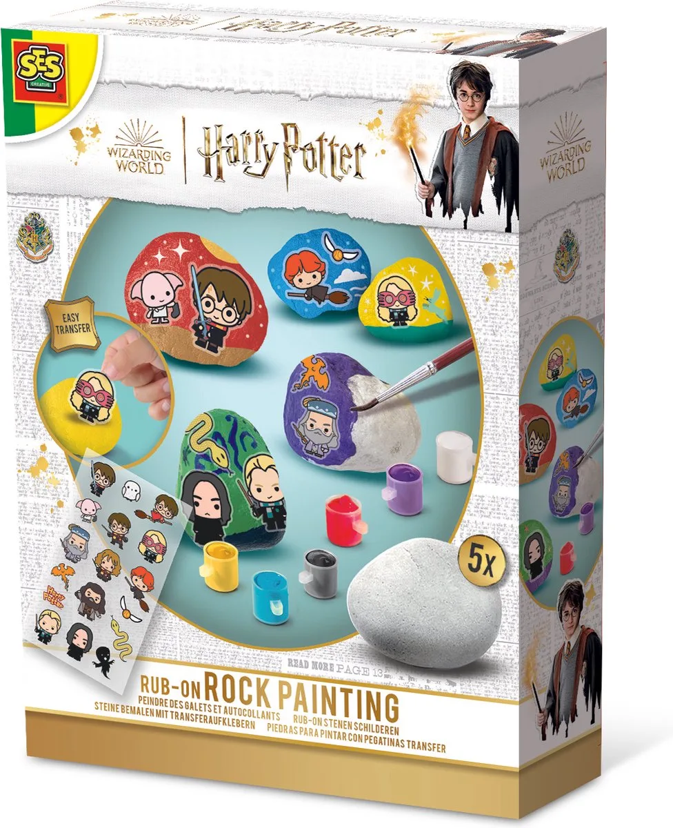 met Transfers - 5 Stuks - Vanaf 5 Jaar - Happy Stones - Schoencadeautjes Sinterklaas de SES Creative en Harry Potter stenen schilderen – photo du produit