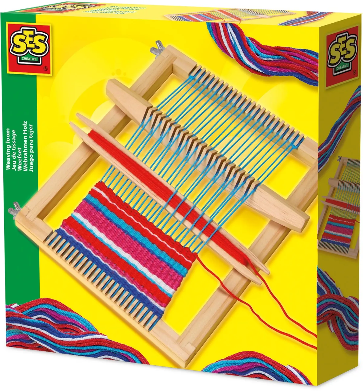 met Weefraam en Katoengaren - Vanaf 6 Jaar - Knutselen - Schoencadeautjes Sinterklaas fra SES Creative i Weefset – produktbillede