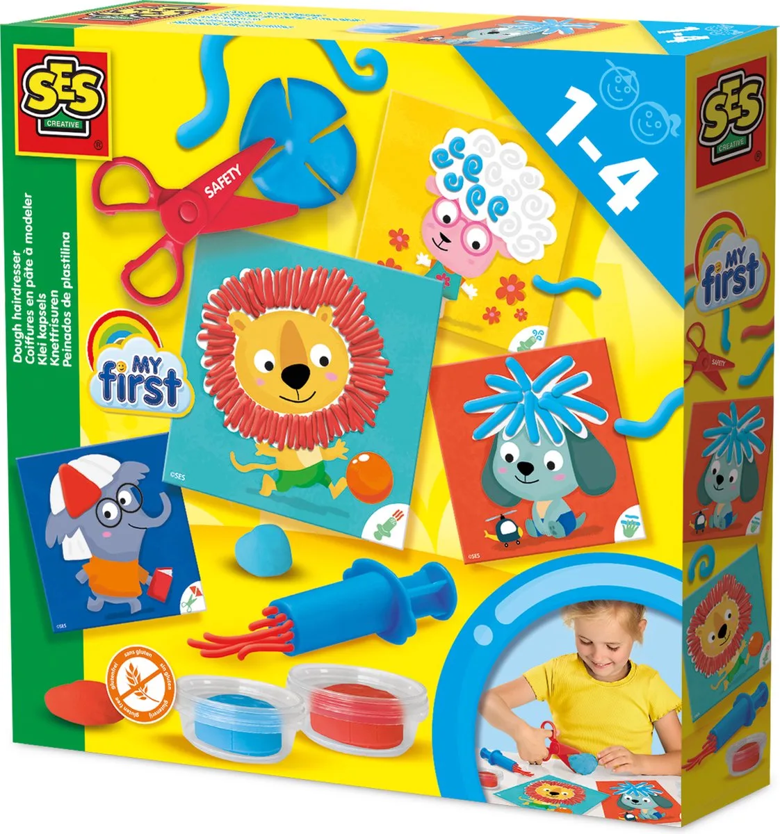 My First Klei Set - Dieren Kapsels met Klei-extruder - Vanaf 1 Jaar - Boetseerklei - Glutenvrij - Schoencadeautjes Sinterklaas van SES Creative in Klei met dierenkapsels – productfoto