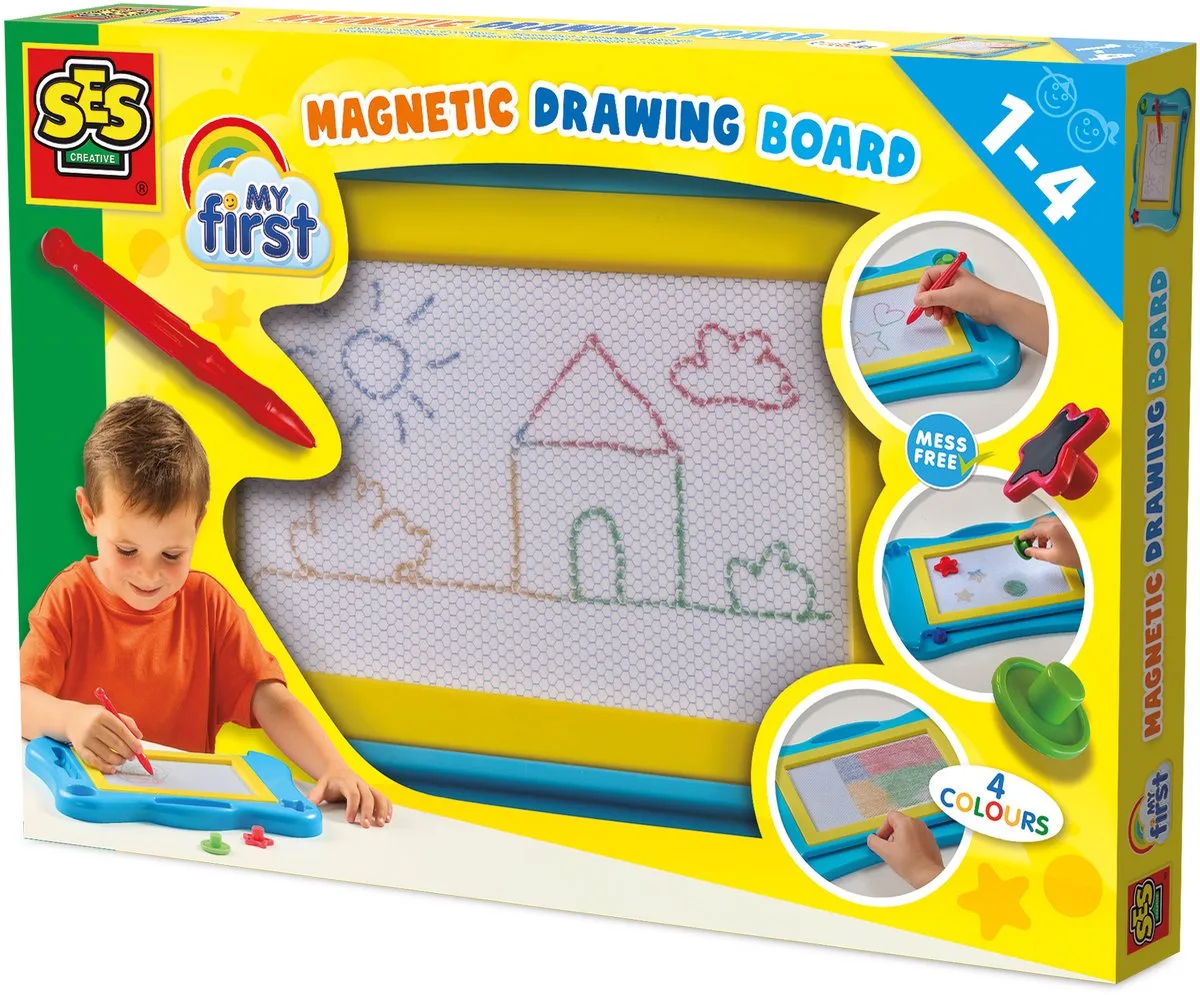 My First Magnetisch Tekenbord - 4 Kleuren met Stempels - Vanaf 1 Jaar - Baby Speelgoed - Knoeivrij - Schoencadeautjes Sinterklaas de SES Creative en Multicolore – photo du produit
