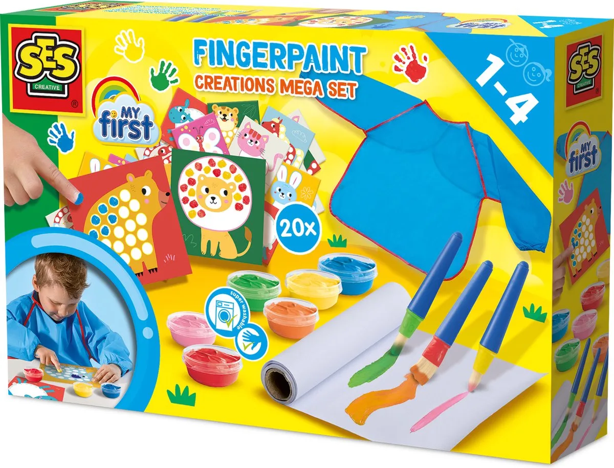 My First Vingerverf - Creaties Mega Set - Vanaf 1 Jaar - 20 Kaarten - Babyproof - Glutenvrij - Schoencadeautjes Sinterklaas von SES Creative in Vingerverf Mega Set – Produktfoto
