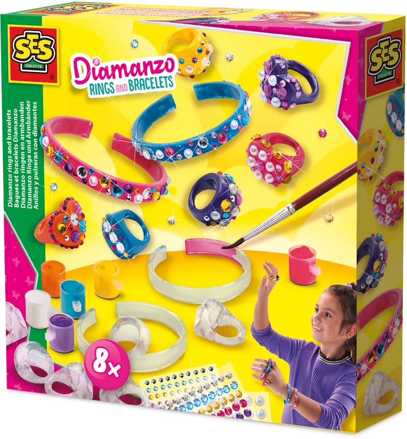 om te Versieren - Voor Meisjes vanaf 6 Jaar - Sieraden Maken - Schoencadeautjes Sinterklaas från SES Creative i Diamanzo ringen en armbanden – produktbild 1 av 4