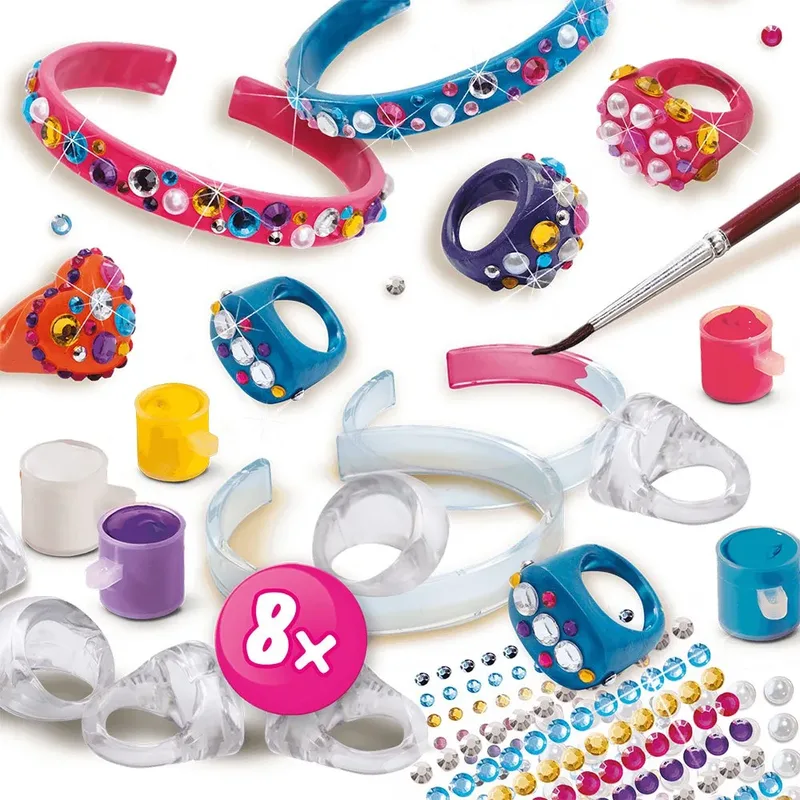 om te Versieren - Voor Meisjes vanaf 6 Jaar - Sieraden Maken - Schoencadeautjes Sinterklaas från SES Creative i Diamanzo ringen en armbanden – produktbild 4 av 4